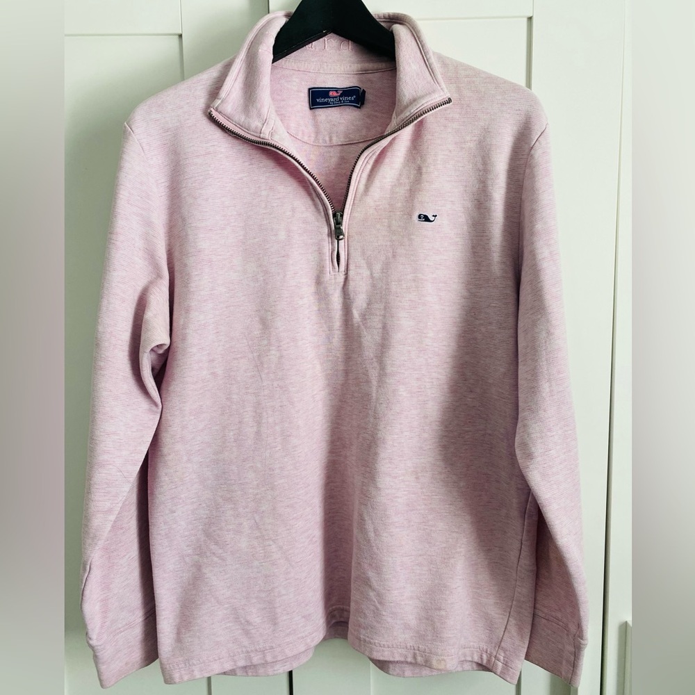 Vineyard Vines Saltwater Quarter Zip Soft Pink Fabric size M. Men’s